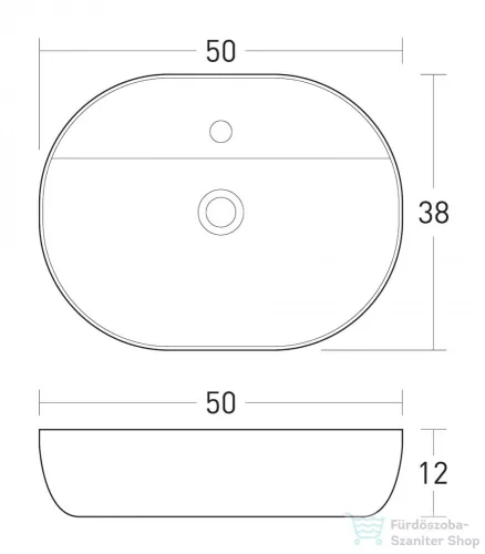Niwell NORA pultra építhető mosdó 50x38x12 cm