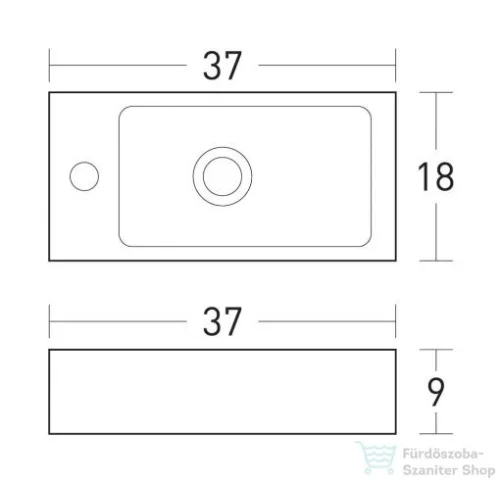 Niwell ONA pultra vagy falra szerelhető mosdó 37x18x9 cm