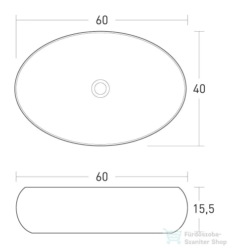 Niwell SOFIA pultra építhető mosdó  60x40x15,5 cm