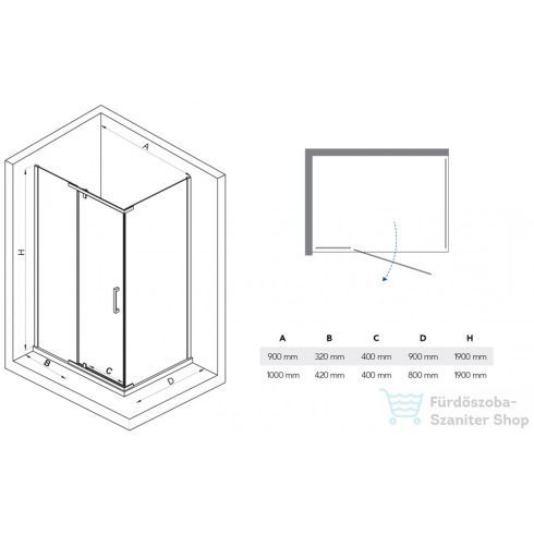 Niwell Carol 90×90×190 cm zuhanykabin