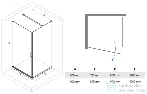 Niwell Emily clear 80x80x195 cm zuhanykabin