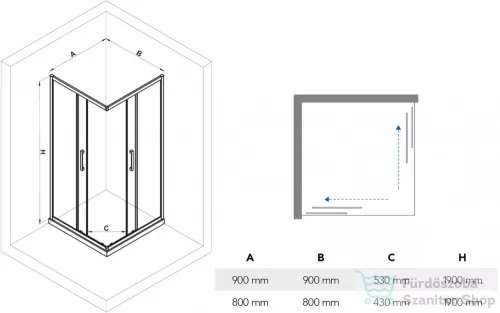 N-smart Forez 80x80x190 cm zuhanykabin