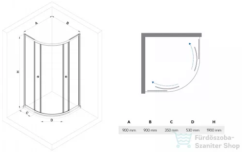 N-smart Lotus Wave 90x90x190 cm zuhanykabin