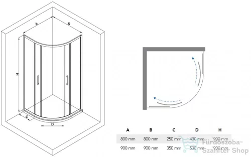 N-smart Mona 80x80x190 cm zuhanykabin