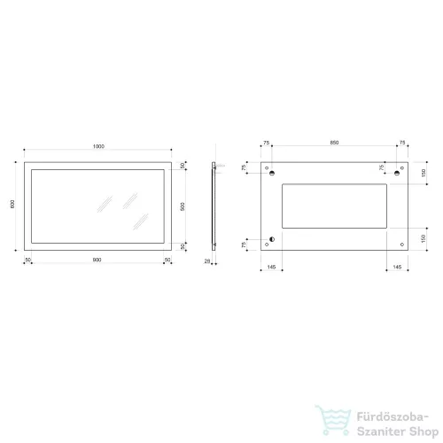 Sapho NIROX keretes tükör, 100x60x3 cm, ezüst tölgy (NX106-1111)