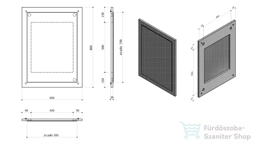 Sapho NIROX keretes tükör, 60x80x3cm, fényes fehér (NX608-3030)