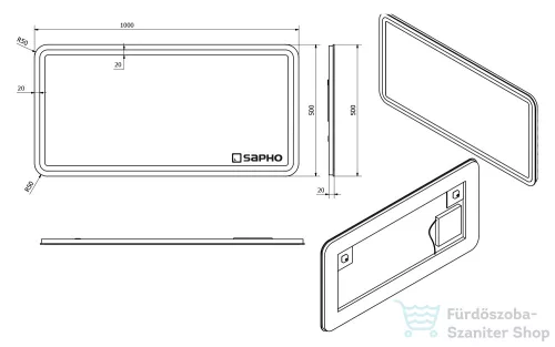 Sapho NYX tükör LED világítással 100x50cm NY100
