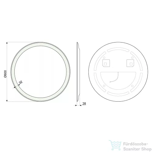 AQUALINE NOA tükör LED világítással átm:60cm (OM260)