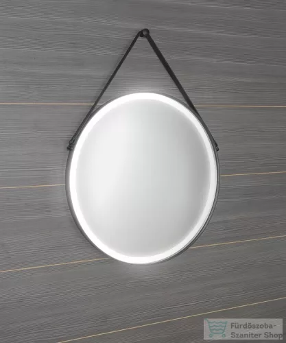 Sapho ORBITER kerek tükör LED világítással akasztóval, átm:70cm, matt fekete (ORL070)