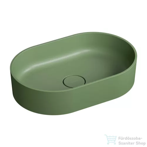 OMNIRES OVO M+ 55x36 cm-es pultra ültethető mosdó leeresztő nélkül, olive OVOUNOL