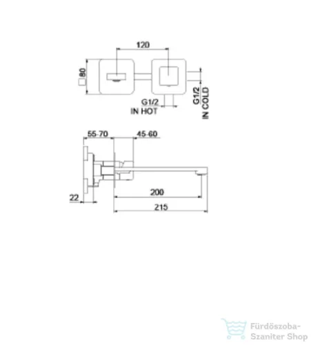 Webert ONE-X fali mosdócsaptelep fekete/inox színben, leeresztő nélkül, OX830606.441