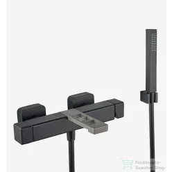   Webert ONE-X kádcsaptelep zuhanyszettel, fekete/inox színben OX850101.441