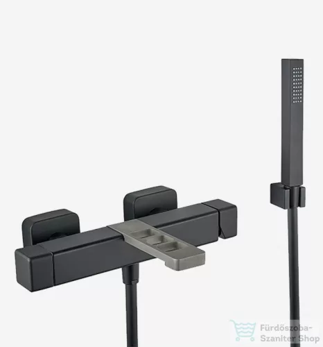 Webert ONE-X kádcsaptelep zuhanyszettel, fekete/inox színben OX850101.441