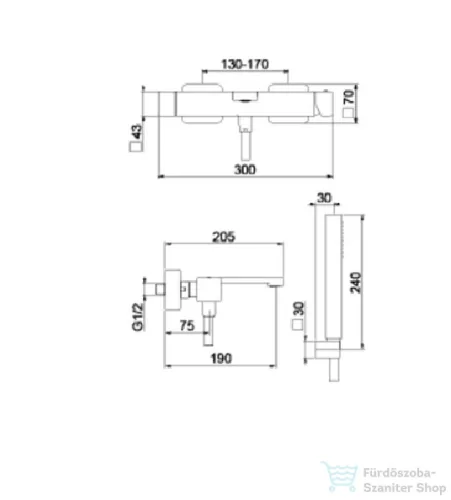 Webert ONE-X kádcsaptelep zuhanyszettel, fekete/inox színben OX850101.441