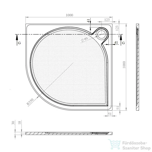 Sapho GELCO ARCA zuhanytálca, R55, 100x100 cm (PA551)