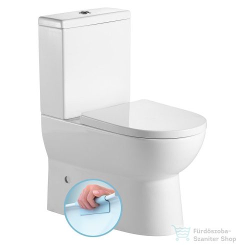 AQUALINE JALTA RIMLESS monoblokkos WC, alsó/hátsó kifolyású, ülőke nélkül, 37x63cm, duál gombos öblítőmechanika (PB103RW)