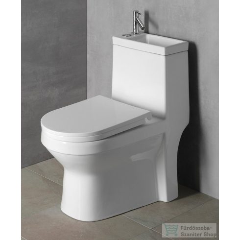 AQUALINE HYGIE monoblokkos WC, alsó/hátsó kifolyású, WC-ülőke nélkül, mosdóval (PB104W)