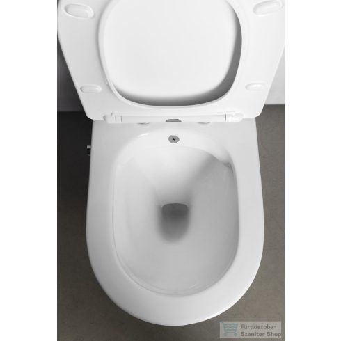 Sapho PACO RIMLESS monoblokkos WC, alsó/hátsó kifolyású, ülőke nélkül, FEHÉR CSAPTELEPPEL, bidézuhannyal, 38x64cm, duálgombos öblítőmechanikával (PC1012RX)