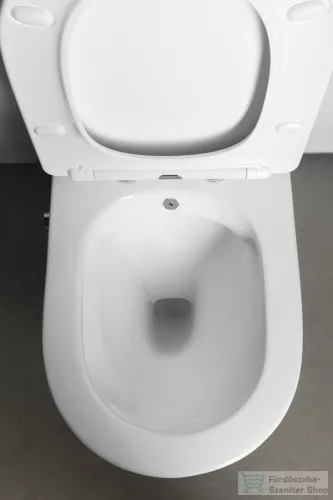 Sapho PACO RIMLESS monoblokkos WC, alsó/hátsó kifolyású, ülőke nélkül, FEHÉR CSAPTELEPPEL, bidézuhannyal, 38x64cm, duálgombos öblítőmechanikával (PC1012RX)