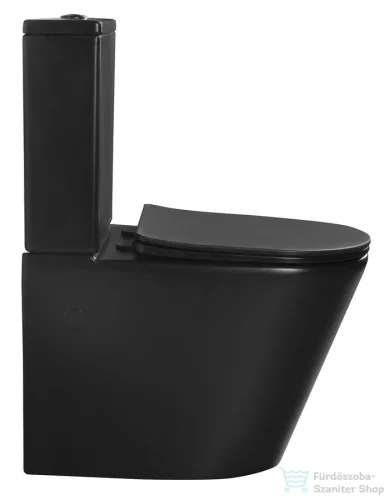 Sapho PACO RIMLESS monoblokkos WC,alsó/hátsó kifolyású, ülőke nélkül, duálgombos, matt fekete (PC1012WRB)