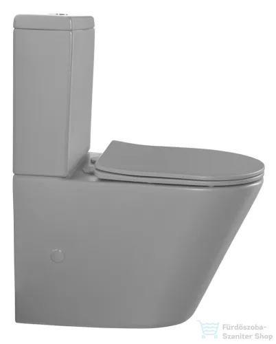 Sapho PACO RIMLESS monoblokkos WC,alsó/hátsó kifolyású, ülőke nélkül, duálgombos, matt szürke (PC1012WRGR)
