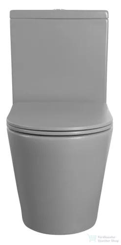 Sapho PACO RIMLESS monoblokkos WC,alsó/hátsó kifolyású, ülőke nélkül, duálgombos, matt szürke (PC1012WRGR)