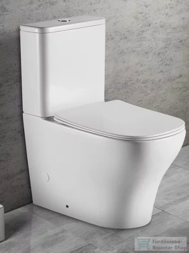 Sapho BELLO RIMLESS monoblokkos WC, alsó/hátsó kifolyású, ülőke nélkül, 38x64cm, duálgombos öblítőmechanikával (PC103R helyett) (PC103WR)