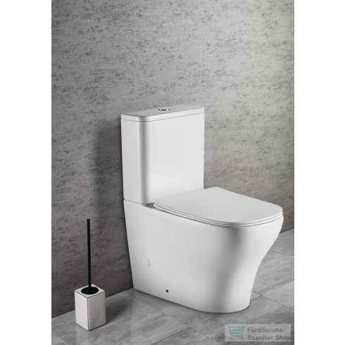 Sapho BELLO RIMLESS monoblokkos WC, alsó/hátsó kifolyású, ülőke nélkül, 38x64cm, duálgombos öblítőmechanikával (PC103R helyett) (PC103WR)