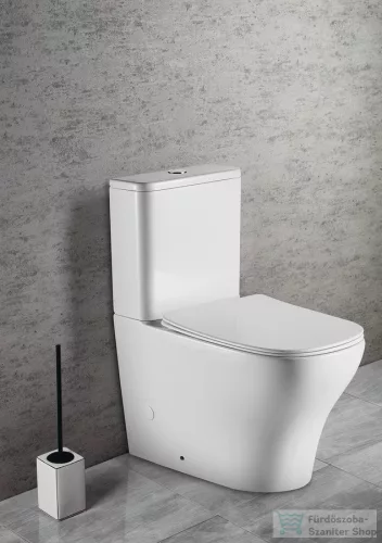 Sapho BELLO RIMLESS monoblokkos WC, alsó/hátsó kifolyású, ülőke nélkül, 38x64cm, duálgombos öblítőmechanikával (PC103R helyett) (PC103WR)