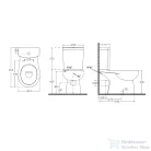 Sapho KAIRO álló kombi WC, hátsó kifolyású, tartállyal, bidézuhannyal, 36x67cm, króm duálgombos öblítőmechanikával (PC106)