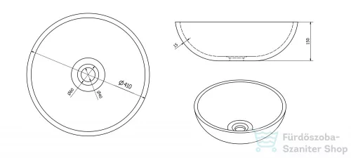 Sapho PRIORI kerámia mosdó, átmérő 42cm, fehér, kék mintával PI012