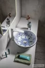 Sapho PRIORI kerámia mosdó, átmérő 42cm, fehér, kék mintával PI012