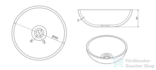 Sapho PRIORI kerámiamosdótál átmérő 41cm, 15cm, kék/szürke PI020