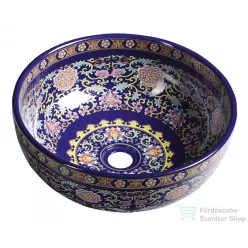   Sapho PRIORI kerámiamosdótál átmérő 40,5cm, 15,5cm, lila díszítéssel PI022