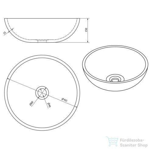 Sapho PRIORI kerámiamosdótál átmérő 40,5cm, 15,5cm, lila díszítéssel PI022