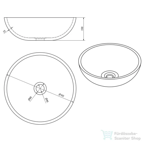 Sapho PRIORI kerámiamosdótál átmérő 40,5cm, 15,5cm, lila díszítéssel PI022