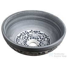   Sapho PRIORI kerámiamosdó, átm:41cm, kék virágmintás (PI036)