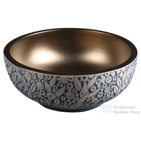 Sapho PRIORI kerámiamosdó, átm:41cm, réz/ kék virágmintás (PI037)