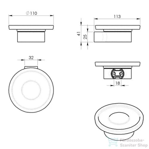 SAPHO PIRENEI szappantartó, gun metal/tejüveg (PI1181)