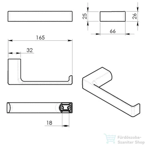 Sapho PIRENEI WC-papírtartó, gun metal (PI2481)