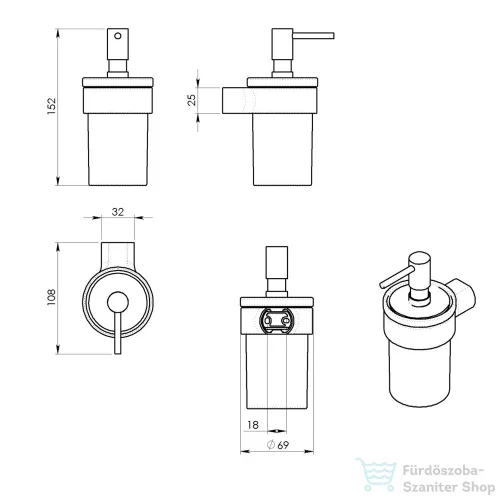 Sapho PIRENEI szappanadagoló, 110ml, arany/tejüveg (PI8187)