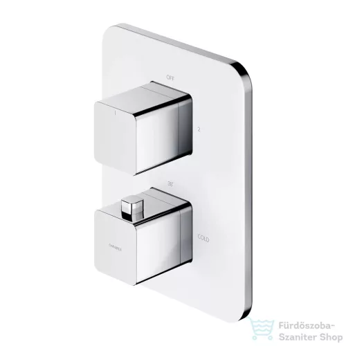 Omnires PARMA termosztátos falsík alatti kád/zuhany csaptelep, króm/fehér PM7436CRB