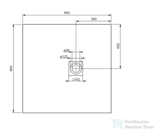 Sapho GELCO MITIA öntöttmárvány zuhanytálca, 90x90 cm, fehér PMB9090