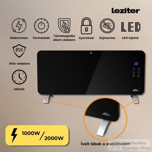 Leziter Hekla elektromos fűtőtest 1000W/2000W PN2000G