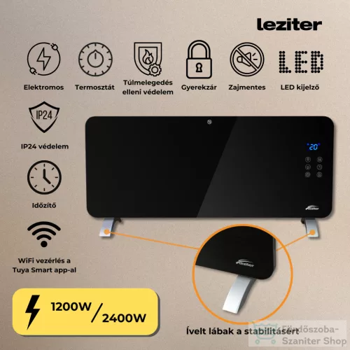 Leziter Hekla elektromos wifis okos fűtőtest 1200W/2400W PN2400G