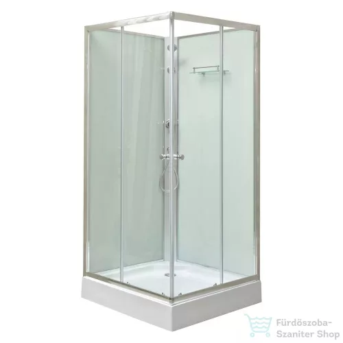 Leziter Polo White II szögletes fehér hátfalas zuhanykabin, akril zuhanytálcával, 80x80x195 cm-es méretben POLOWII-80