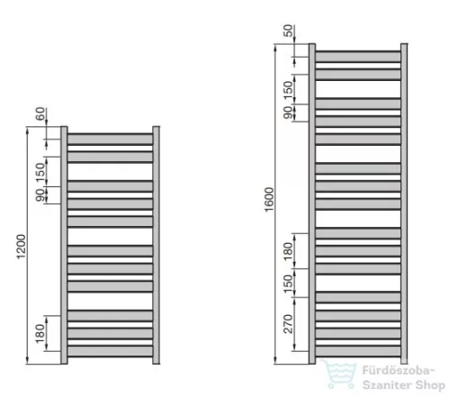 Zehnder Zeta 1200x600 mm króm radiátor PQ6C-120-060