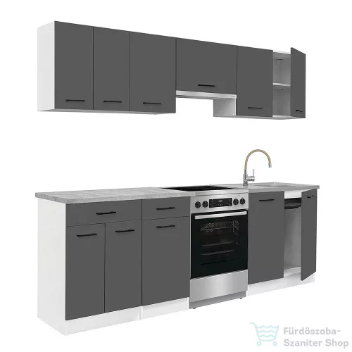 Leziter Praktik 240 konyhabútor fehér korpusz, antracit front PR240FHAN