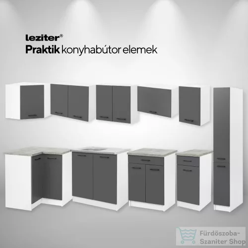 Leziter Praktik 240 konyhabútor fehér korpusz, antracit front PR240FHAN