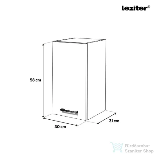 Leziter Praktik 30 felső szekrény 1 ajtós, fehér-fehér PR30F1AFHFH